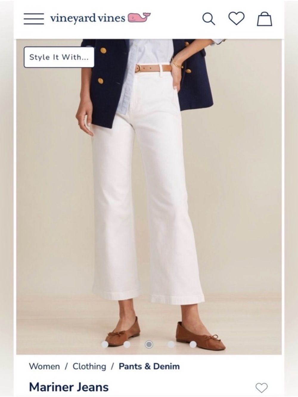NWT Vineyard Vines Mariner High Rise Crop White Jeans – Size 29